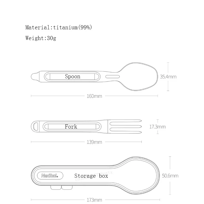 Xiaomi NexTool вилка ложка для отдыха на открытом воздухе чистый Титан походная посуда 2-в-1 съемный Спорт на открытом воздухе здоровый удобно