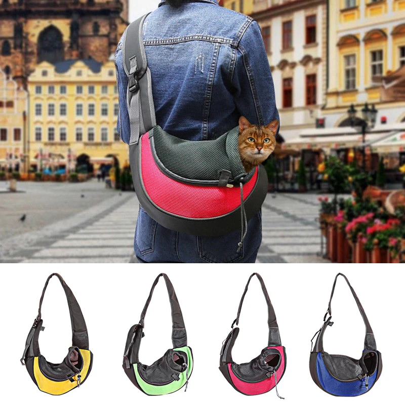 

Portable Pet Cat Small Dogs Rabbit Puppy Carrier Travel Shoulder Sling Cage Bag Fabric Front Mesh Travel Tote For Dog Cat Carry