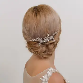 

YouLaPan Silver Bridal Hair Pins Rhinestone Hair Comb Clip Western Wedding Fashion Headdress Handmade Bride Tiara HP77