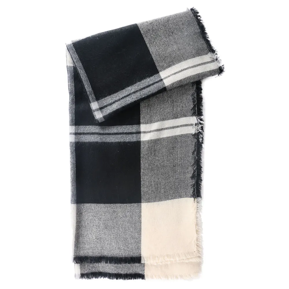 909C43 Scarf for Women Plaid Bufandas Mujer Black Warm Scarf Women Winter Scarves Shawls stoles Blanket Scarf Luxury Brand - Color: 909C43