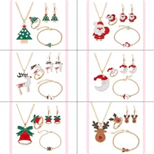 Новая Рождественская серия, снеговик, колокольчик, лось, снежинка, Рождественская елка, Санта, серьги-гвоздики, ожерелье, браслет, модный фестиваль, милый рис