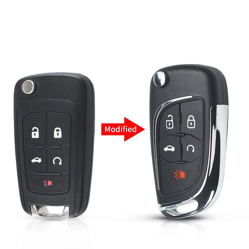 KEYYOU 10 шт. модифицированный Флип складной дистанционный ключ для автомобиля в виде ракушки для Шевроле-это эпос Lova Camaro Impala 2/3/4/5 Кнопка HU100 лезвие - Количество кнопок: 5 Buttons