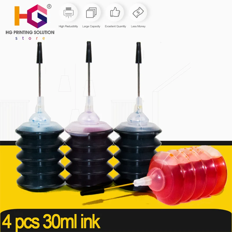 

4 x 30 ML Refill Dye Ink Kit For Epson Canon Brother Lexmark Kodak Inkjet Printer replace for HP 21xl Deskjet F380 F2180 F2100