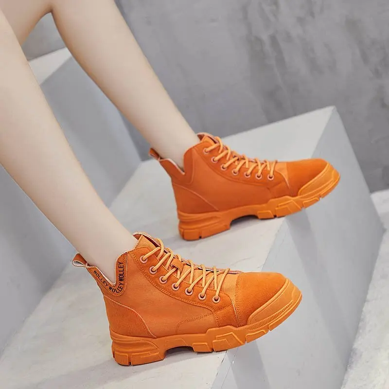 Boots Female Women Shoes Spring British Wind Round Toe Mid-heel Thick with Short Boots Motorcycle Martin Shoes Women Sneakers