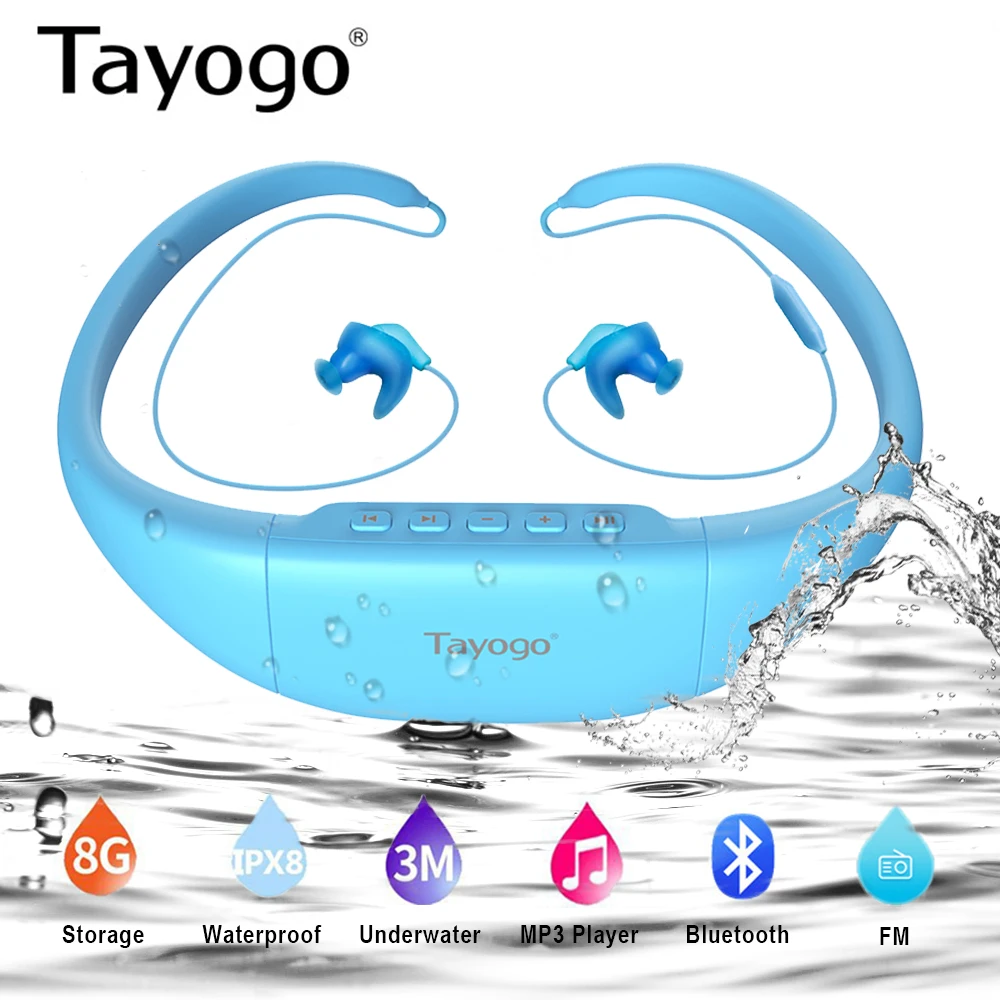 Tayogo W11 беспроводной Bluetooth водонепроницаемый MP3 плеер наушники Спорт Плавание HIFI Mp3 с FM Bluetooth шагомер для плавания