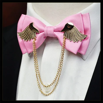 

High Quality Metal Golden Wings Bow Tie For Men Casual Double Layer Bowtie Men's Wedding Butterfly Ties Great For Party