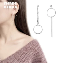 Крошечные трендовые роскошные серебряные цепочки маленькие круглые серьги-гвоздики для женщин модные ювелирные изделия Kpop Серьги Подвески kpop E-H0020