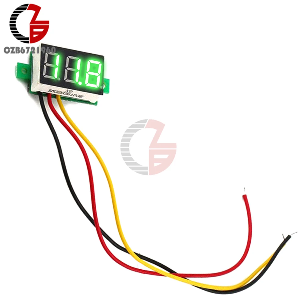 DC 0 V-100 V 0,28 дюймов светодиодный цифровой вольтметр измеритель напряжения детектор напряжения монитор тестер панель автомобиля 12V 24V красный зеленый синий желтый - Цвет: DC 0-100V Green