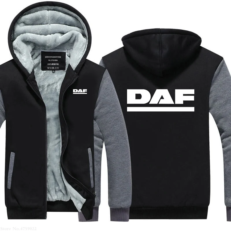 Зимние Утепленные толстовки Мужские/Женские вентиляторы грузовика DAF Толстовка Повседневная флисовая толстовка пальто мужской пиджак пальто