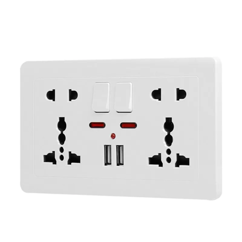 146 настенное гнездо питания Универсальный двойной usb пять переключатель отверстия розетка управления 2.1A настенное зарядное устройство разъем адаптера розетка мощность