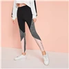 SHEIN/Детские леггинсы с буквенным принтом и цветными блоками для девочек; детские штаны; коллекция года; весенняя одежда для активного отдыха; Разноцветные обтягивающие брюки с эластичной резинкой на талии
