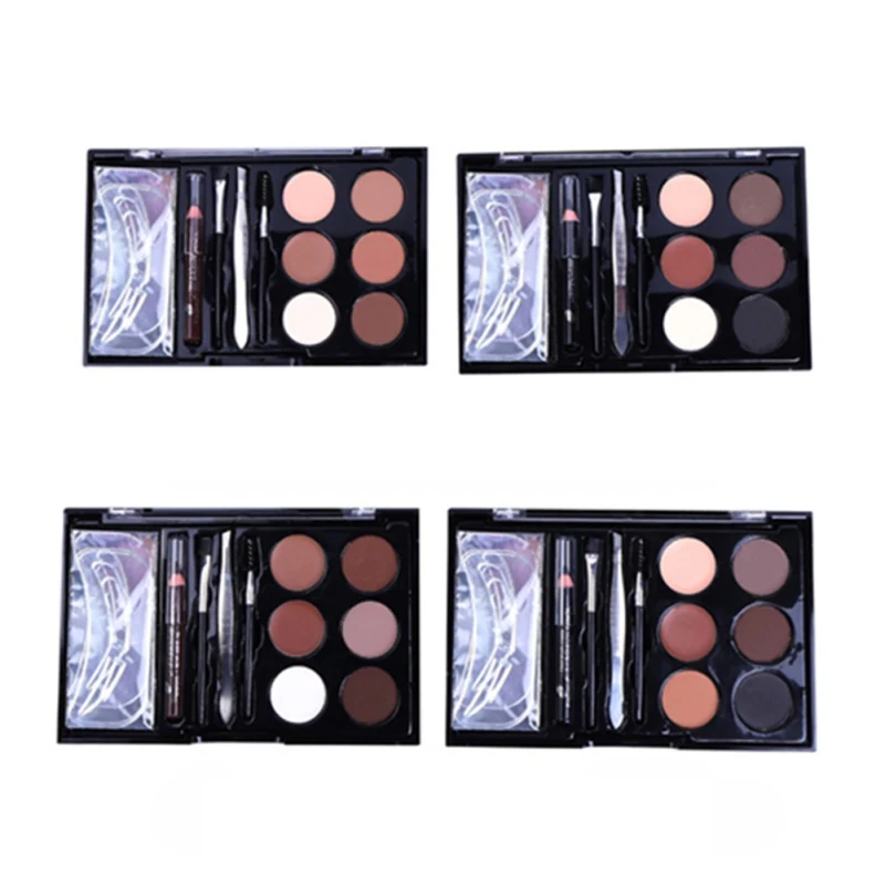 6 Colors Eyebrow Powder With Eyebrow Brush Spiral Head Eyebrow Brush Long-lasting Waterproof Eyebrow Makeup Set