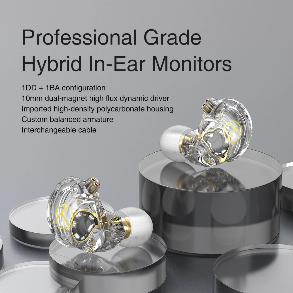 TRN ST2 1DD+1BA Hybrid Driver In-Ear Earphone description image