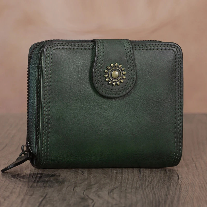 Blackishgreen Женский кошелек для монет, маленький кошелек, Женский кошелек из натуральной кожи, кошелек Portomonee, зажим для денег, сумка для девушек, Женский кошелек на молнии - Цвет: Blackishgreen