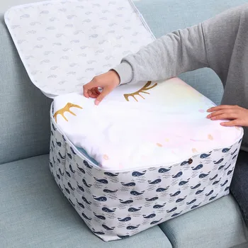 

Foldable Clothes Storage Bag Organizer Blanket Quilt Closet Sweater Box Pouches with Zipper Anti-Dust Durable Packing Organizers