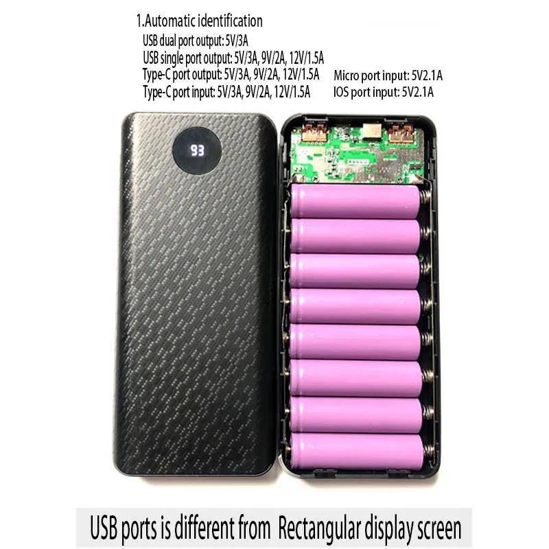 QC 3.0 Power Bank Battery Box Shell Case 2 USB 8*18650 DIY Charger Box Case Type-C Micro USB Mobile Phone Powerbank Accessory - Цвет: No Battery