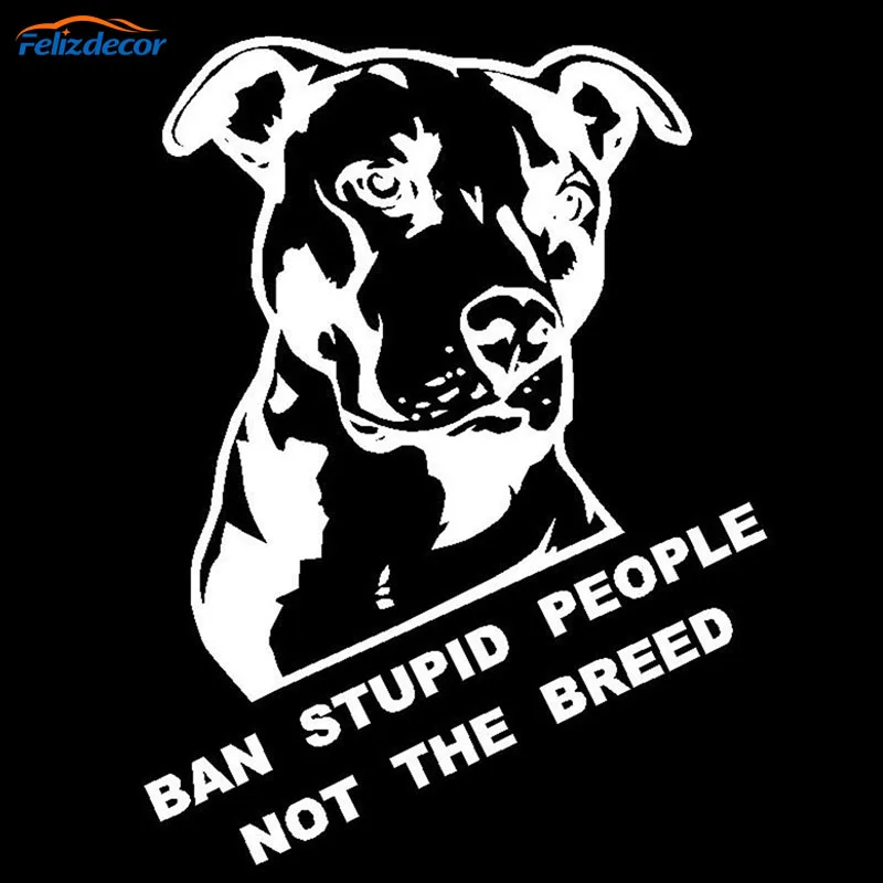 Black/Silver Ban Stupid People Not The Breed Pitbull Car Sticker And Decals Motorcycle Car Styling Accessories YC057 - Image 3