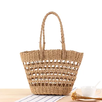 

New Hollow Straw Bag Holiday One-shoulder Vegetable Basket Trendy Personalized Straw Bag Handbags for Women 2020