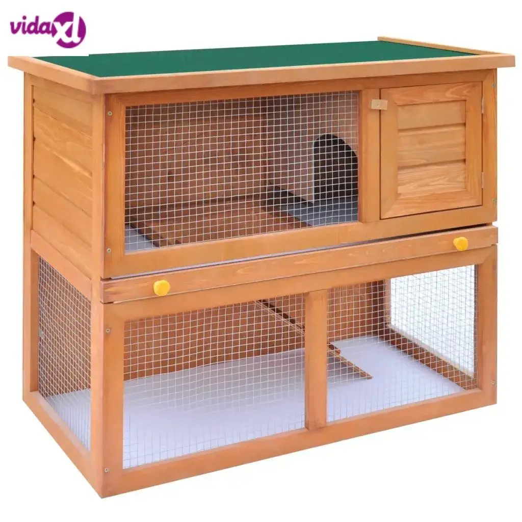 

VidaXL 1 Door Rabbit Hutch Chicken Coop Cage Guinea Pig Ferret House 2 Storeys Run Large Outdoor Household Cage Pets House V3