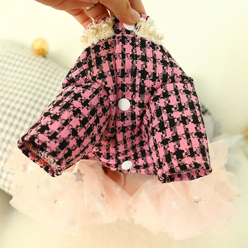 珍珠花边香风呢子裙6