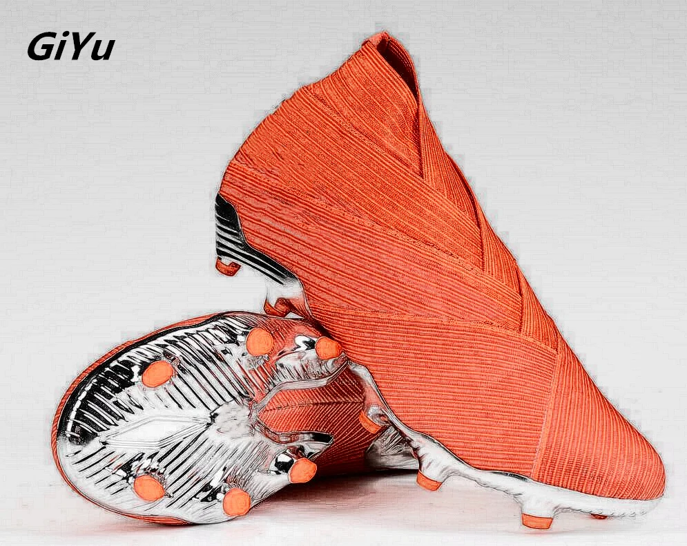 

2019 New Mode Hot Sale Soccer Shoes FG Cleats Chuteira Firm Ground Training Football Boots High Ankle Sport Sneakers