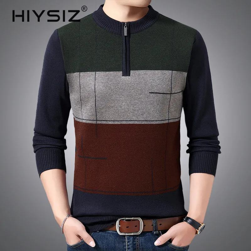 80% OFF HIYSIZ Brand 2019 Streetwear Winter Autumn Knit pull Sweater Men Trend O-Neck Pull Homme Casual Men Stripe Clothes H3019