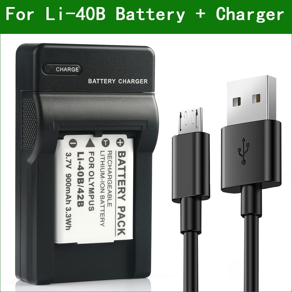 LI-40B LI-42B Digital Camera Battery + Charger for FE-190 FE-150 VH-210 VG-165 VG-180 VR-310 VR-320 VR-330 D-770 FE-220 | Электроника