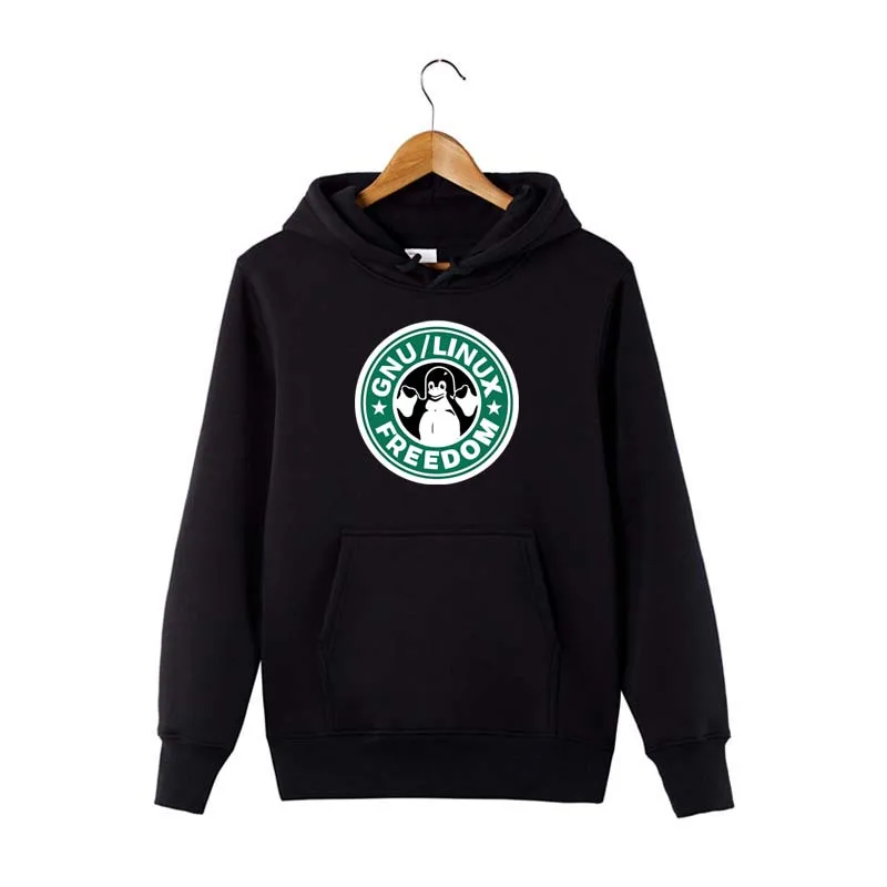 Осень и зима hohohoodies для мужчин пистолет/LINUX FREEDOM Забавный Печатный свитер с капюшоном хлопок длинный рукав флис уличная одежда