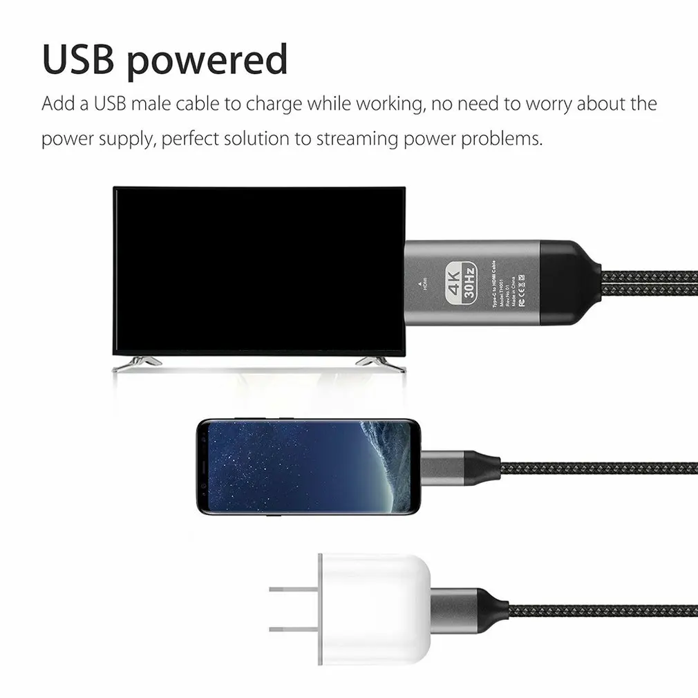 Для samsung Galaxy Note 8 9 S10+ плюс Тип-C USB-C к HDMI HDTV 4K кабель адаптер Тип C на HDMI кабель