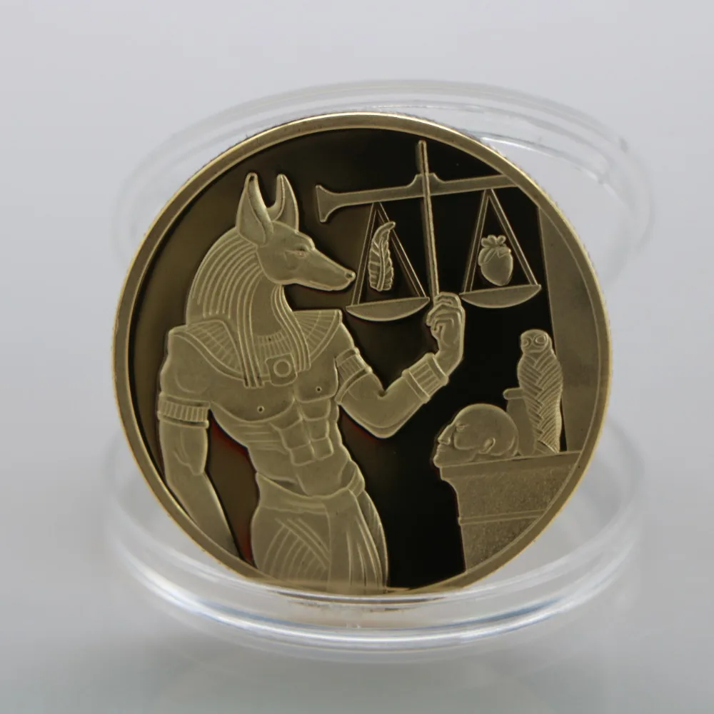 Позолоченный Египетский протектор смерти Anubis монета копия монеты Египетский бог смерти набор памятных монет подарок