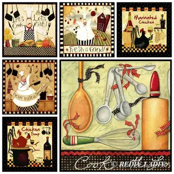 

DIY Diamond Painting Kitchen & Chef Full Square/Round Drill Diamond Embroidery Beaded Cross Stitch Mosaic Picure Home Decoration