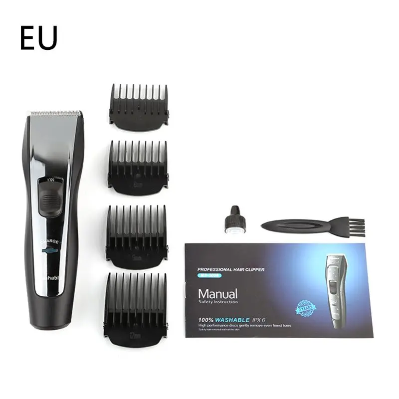 EU PLUG Многофункциональная многофункциональная зарядка электрическая машинка для стрижки волос перезаряжаемая профессиональная Водонепроницаемая триммер для волос Бесшумная бритва - Цвет: EU PLUG