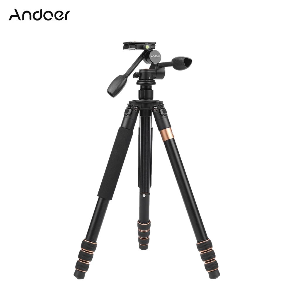 

Andoer TP-630 180cm/70.9" Magnalium Tripod Dual Handle 3-way Photographic Head Max. Load 20kg for Canon Nikon Sony DSLR Camera