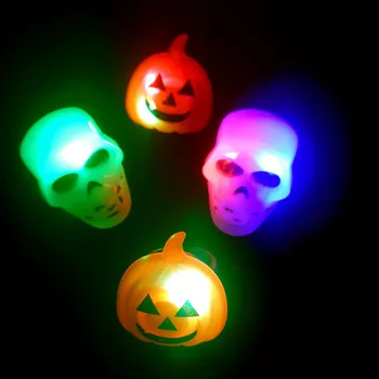 

Halloween Hot Selling Luminous Ring LED Flash Skull Necklace Bat Skull Necklace Finger Lights Creative Rings
