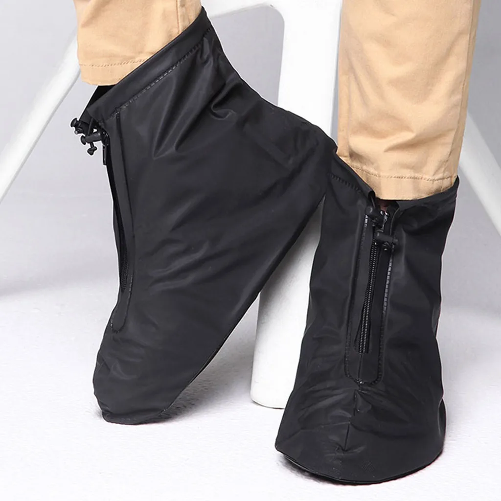 Rain Shoes Covers Waterproof Reusable Rain Boots Covers Unisex Anti-skid Elastic Zipper Thicker Overshoes Shoes Accessories