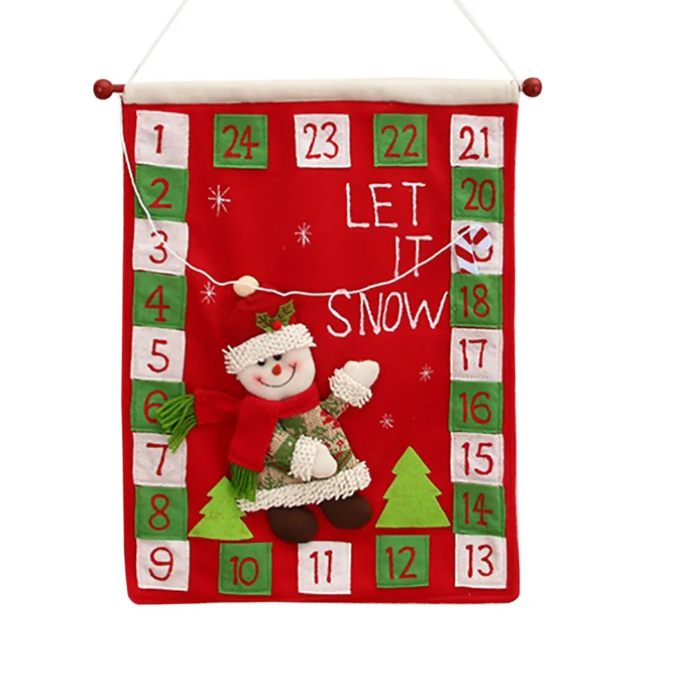 Рождественский Календарь со снеговиком и оленем, Календарь с обратным отсчетом, рождественские украшения для дома, kalkalendarz Adwentowy, Календарь