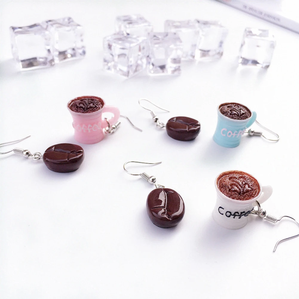 

Korean Funny Asymmetric Coffee Latte Cup Drop Earrings for Women Personalized dangle Earrings Fashion Drink Jewelry Hot Sale