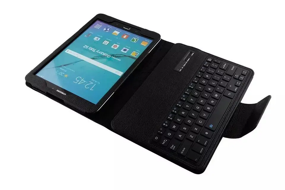 Беспроводной чехол с клавиатурой Bluetooth для samsung Tab S2 9," T815 T810 SM-T810 SM-T815 кожаный чехол со съемным рисунком личи+ подарок
