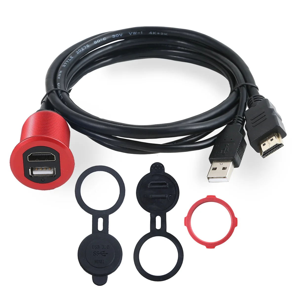 Автомобильная лодка Dash заподлицо USB мужчина к женскому+ HDMI мужчина к женскому 4k* 2k 60HZ свинцовый Удлинительный кабель жила монтажная панель 1 м