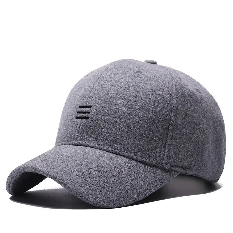 Baseball Hats Sports-Cap Felt Wool Big-Size 55-60cm Winter Headwear Dad Warm Male 60-65cm