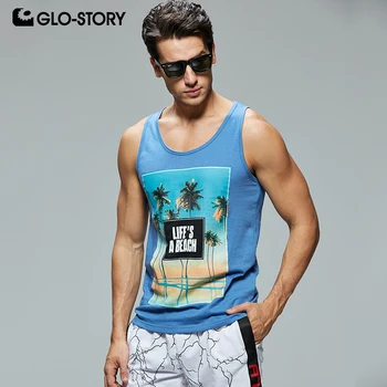 

GLO-STORY Men's 2020 New 100% Cotton Vest Clothing Style Summer Tank Top Beach Gym Skateboard Casual MBX-8645