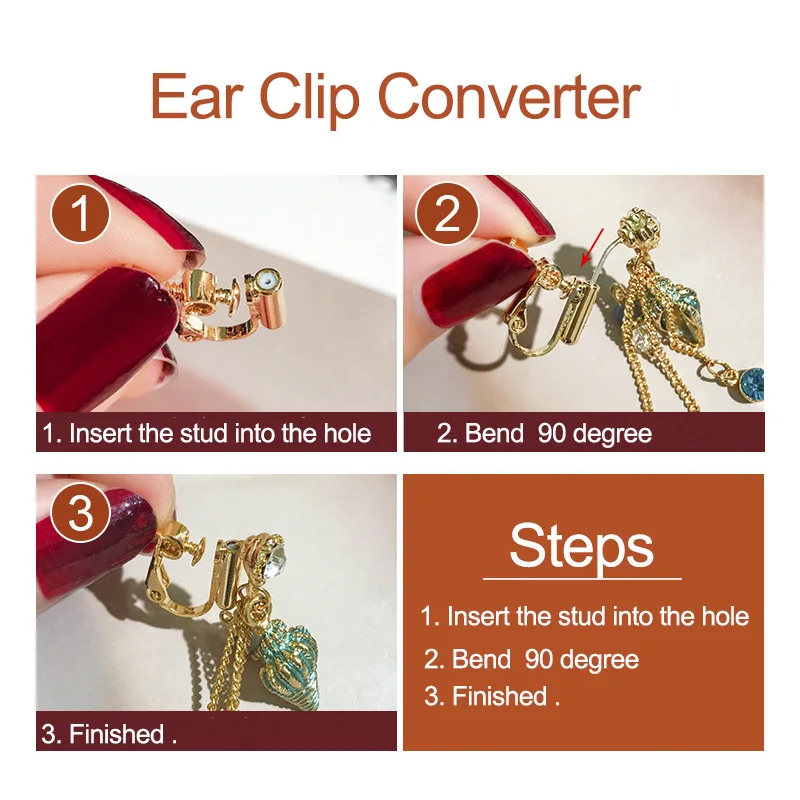

Clip-on Earring Converter Stud to Clip on Earring Converters Non Pierced Ears Clip Adapters Adjustable Painfree Spiral Ear clip