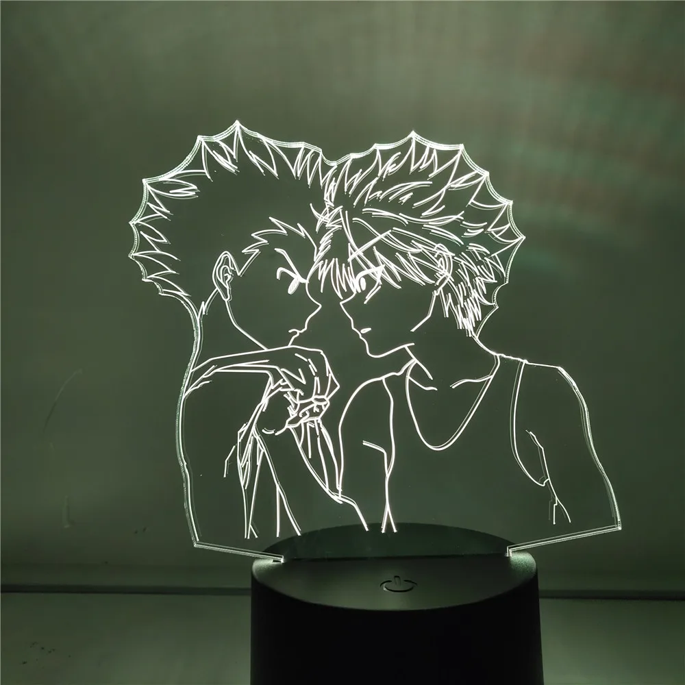 3D лампа Hunter X Freecs и Killua СВЕТОДИОДНЫЙ Ночник светильник Аниме фигурки Lampara HXH