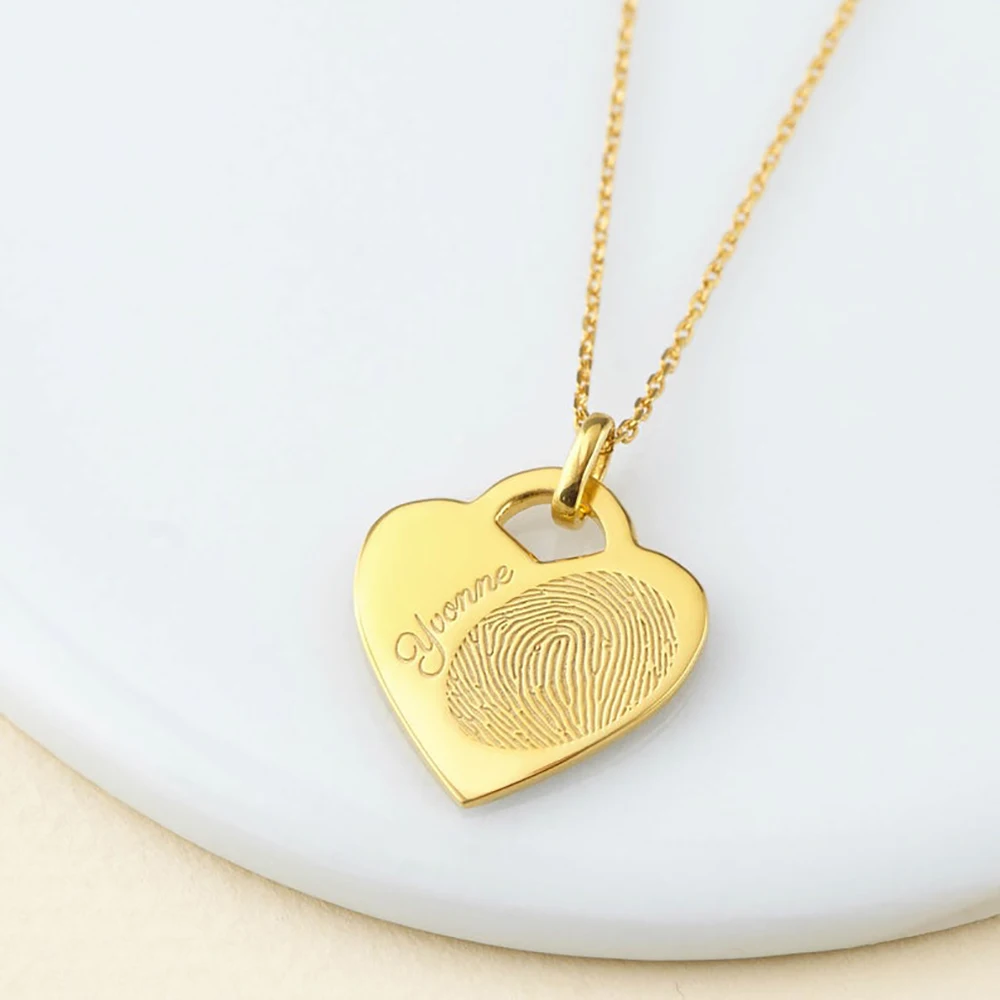 FYW персонализированные по отпечаткам пальцев ожерелье любимая подвеска в форме сердца Подарки для женщин ювелирные изделия лучший подарок памятной памяти