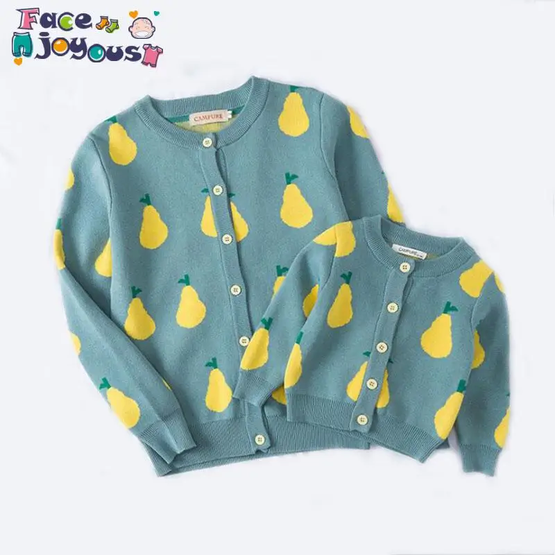 Коллекция года, Одинаковая одежда для семьи осенне-зимний хлопковый свитер с принтом кактуса для родителей и детей кардиган, теплая одежда для мамы и меня - Цвет: as photo3