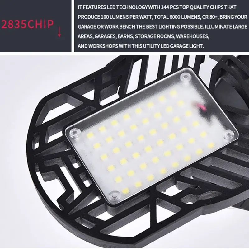 6000лм 60 Вт 85-265 в светодиодный деформируемый аварийный индукционный светильник с датчиком гаражной лампы