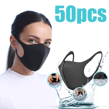 

Black Cotton Cloth Fashion Masks Reusable Washable Fabric Anti Haze Face Mask Cloth Filter Mouth Maska Men Women Fast Shipping