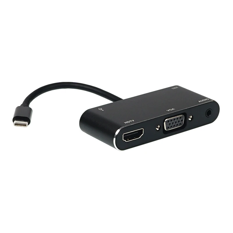 HDMI VGA Аудио USB многопортовый адаптер 4 в 1 USB-C type-C к HDMI 4 K/VGA/аудио/USB адаптер кабель конвертер