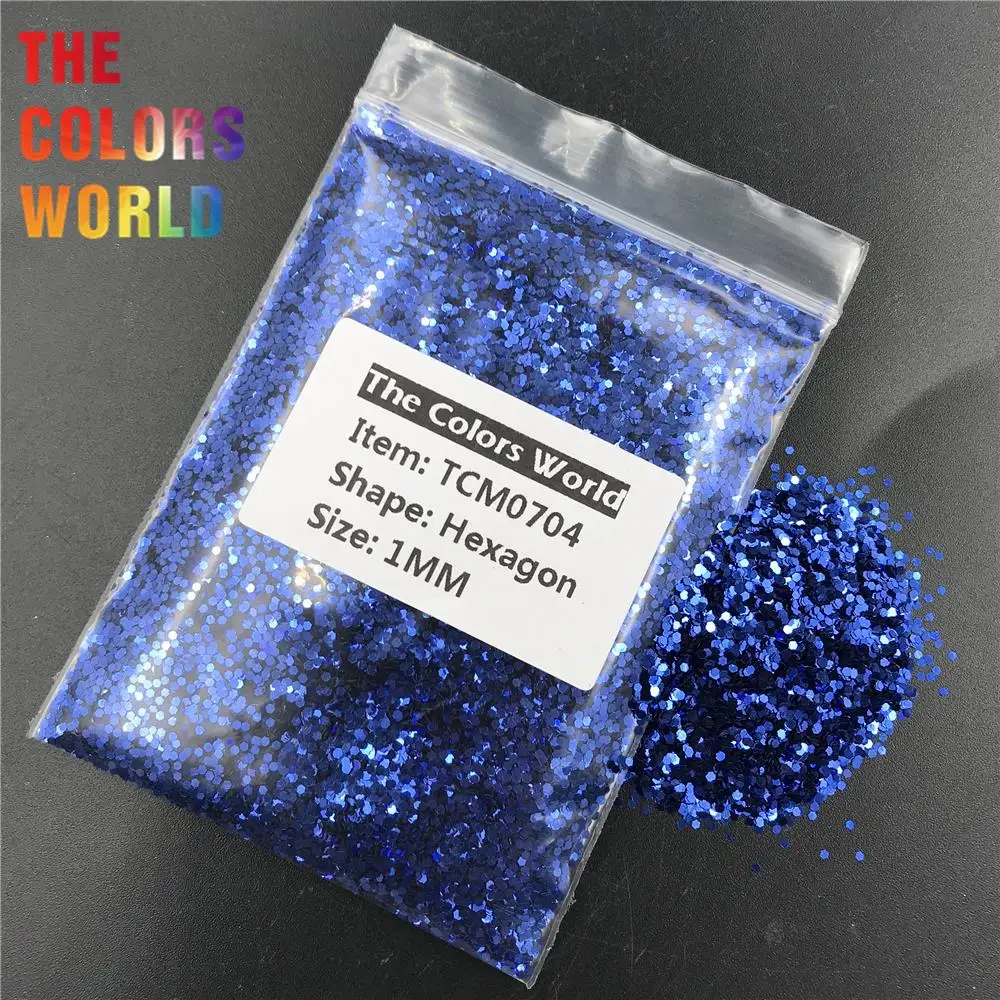 TCM0704 Blue Color Metallic Luster Hexagon Nail Glitter Nail Art Decoration Makeup Handmade Crafts Tumblers Accessorie Festival