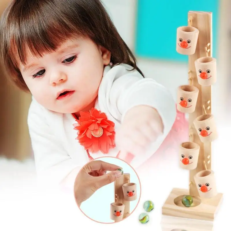 

Clown Pattern Wooden Blocks Tree Excavate Talent of Painting Marble Ball Run Track Game Kids Educational ToyDecompression Toys